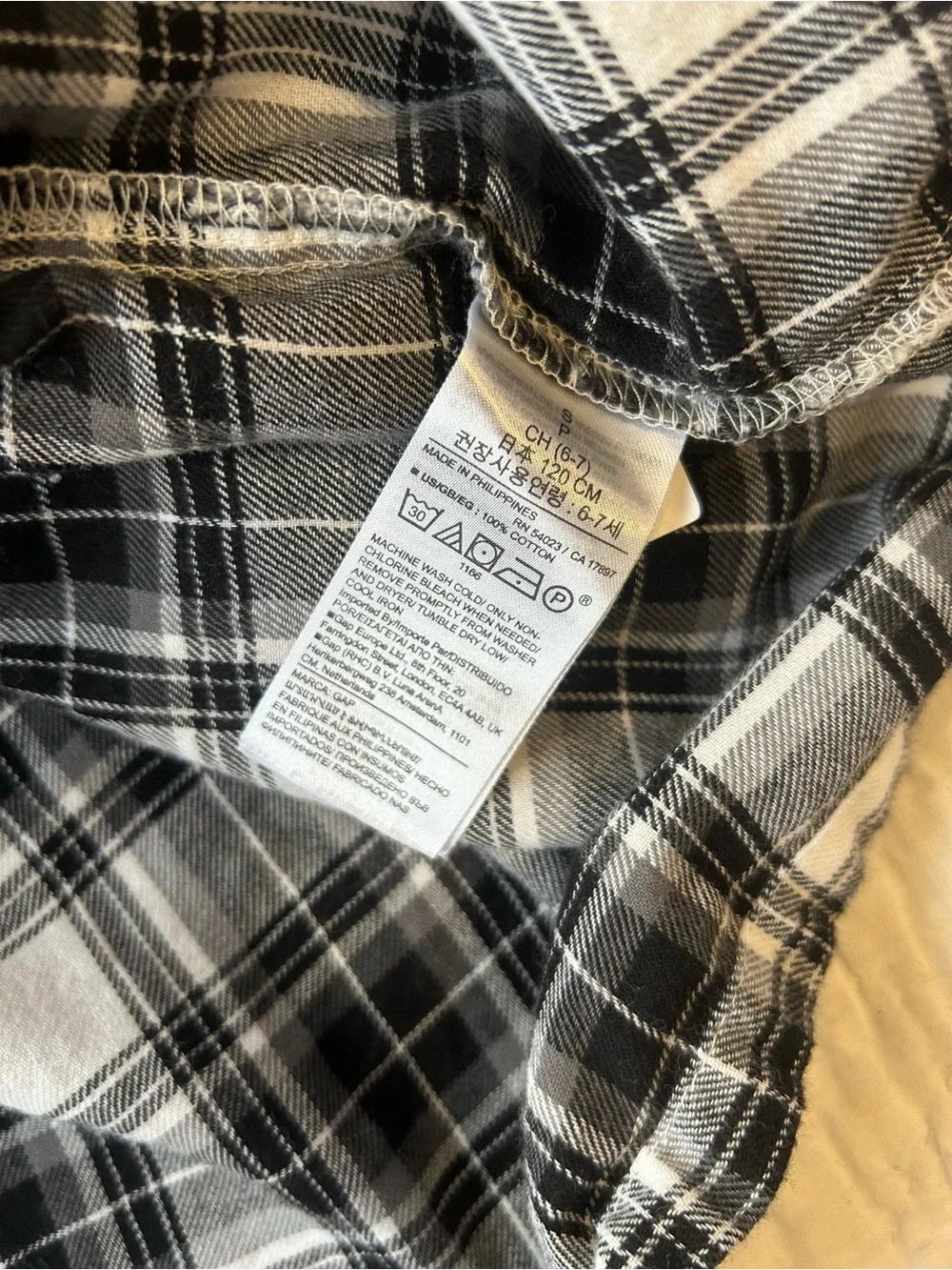 Gap Kids Girls S 6–7 Black White Plaid Tiered Square Neck Cotton Dress